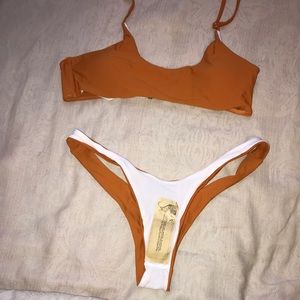 Orange toned bathing suit!